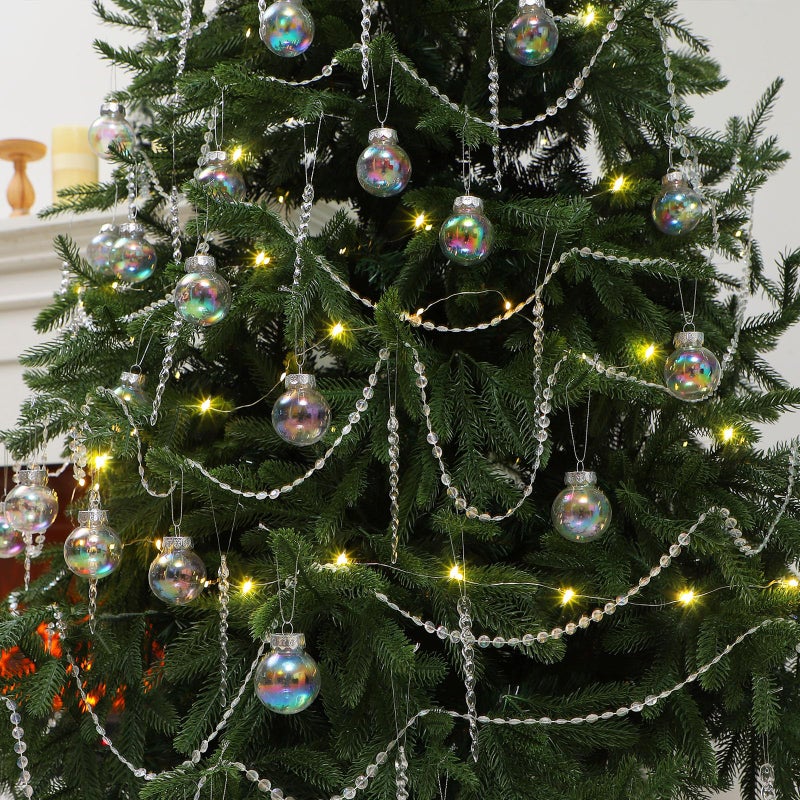 Daifunli 91 Pcs Crystal Christmas Ornaments Set Including 98 ft Crystal Bead Garland Icicle Iridescent Balls Ornaments for Xmas Tree Winter Party Decoration - Image 5